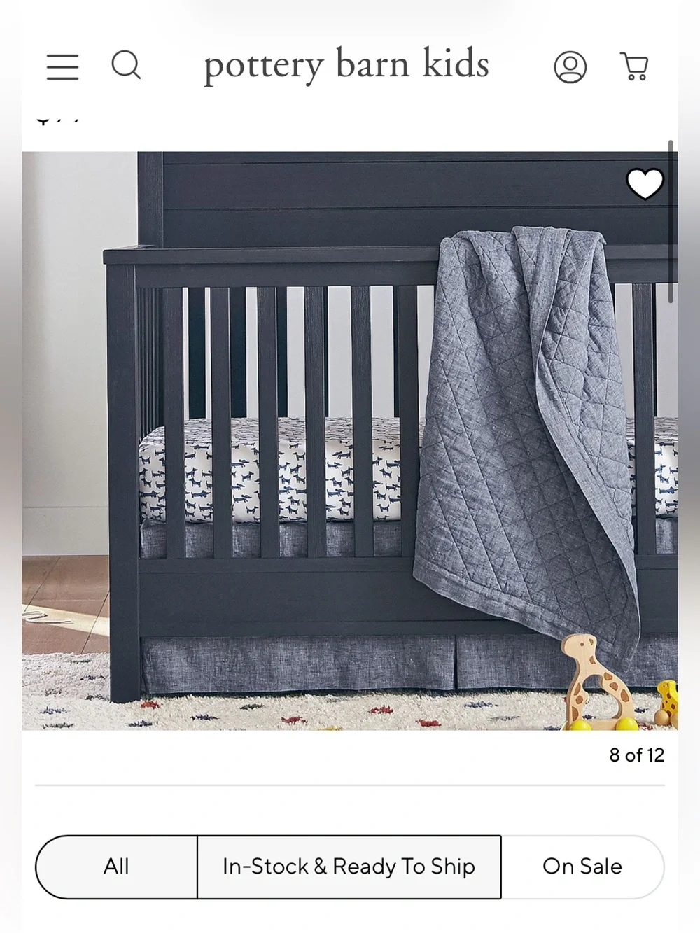 Pottery Barn Kids Navy blue Linen Crib Skirt excellent condition